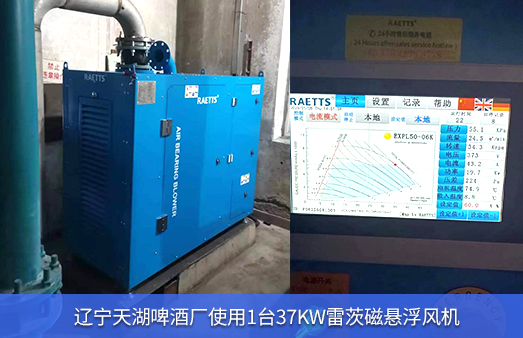 遼寧啤酒廠使用1臺(tái)37kw雷茨磁懸浮風(fēng)機(jī)